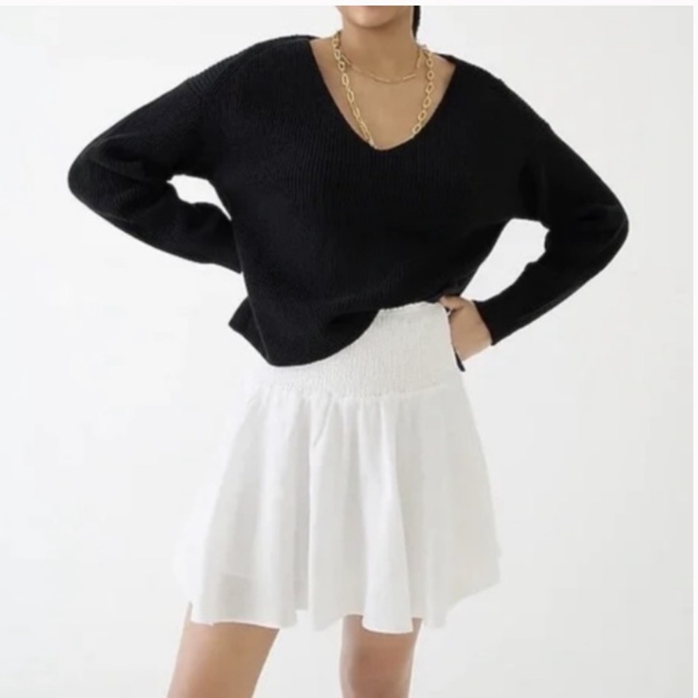NWOT J. Crew Smocked Waist Linen Mini Skirt